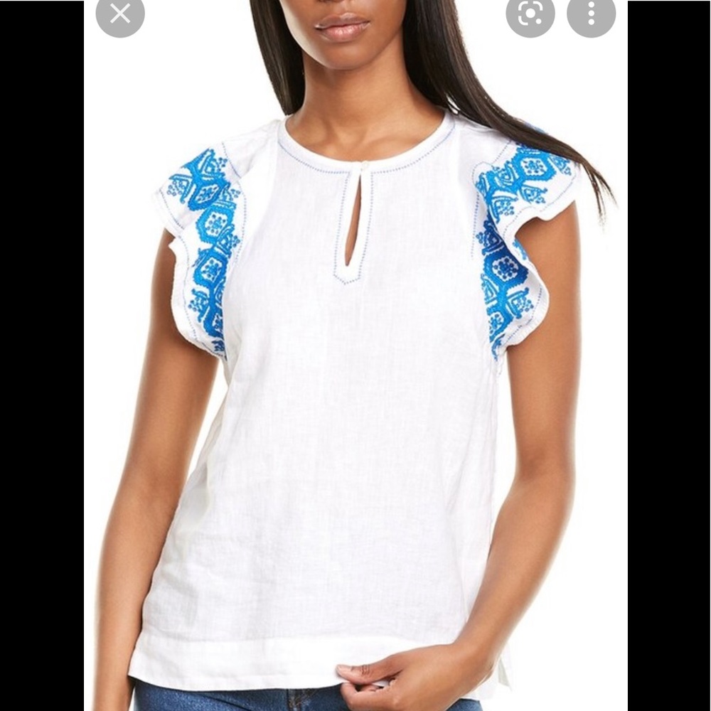 New embroidered linen top J crew